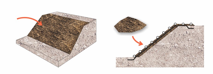 Ohumusování trojrozměrných georohoží